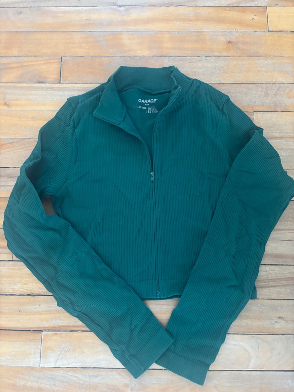 Garage Dark Green Ribbed Zip Jacket